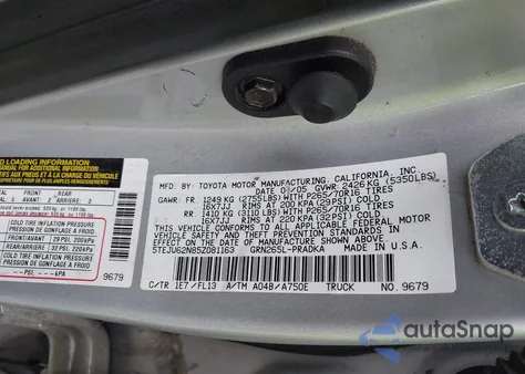 2005 Toyota Tacoma Prerunner V6 z USA, uszkodzony, nr VIN 5TEJU62N85Z081163